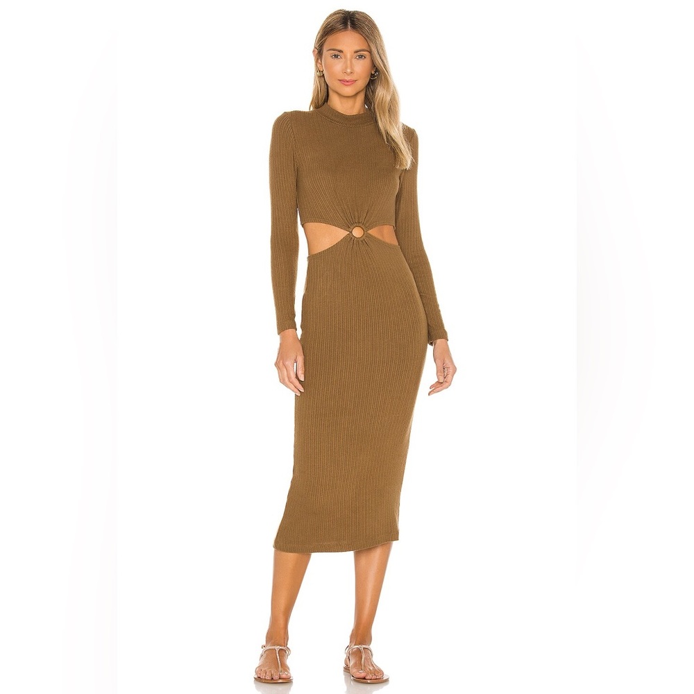 LNA Brown Midi Dress